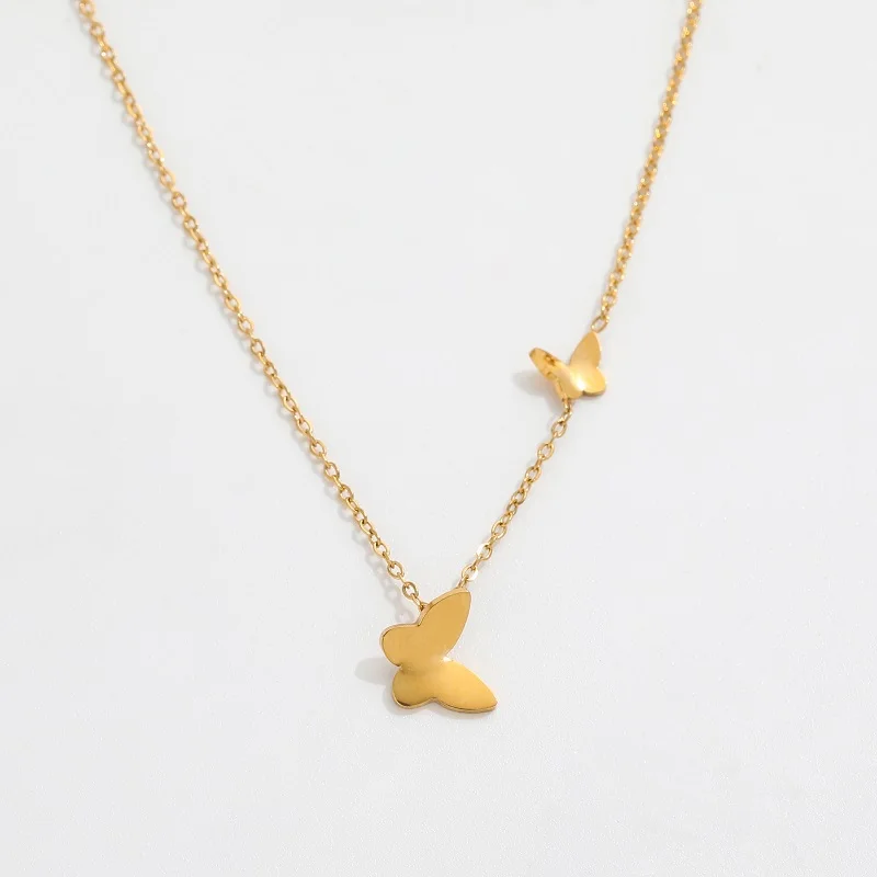 Joolim Jewelry 18K Gold Plated Butterfly Pendant Necklace Stainless Steel Dainty Necklace Jewelry Wholesale