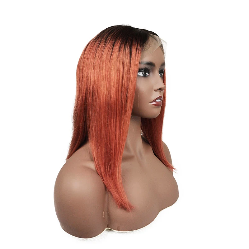 
1B350 Ombre Two Tone Bob Human Hair Lace Frontal Wigs Unprocessed Bob Straight Remy Tape Virgin Hair Extensions 