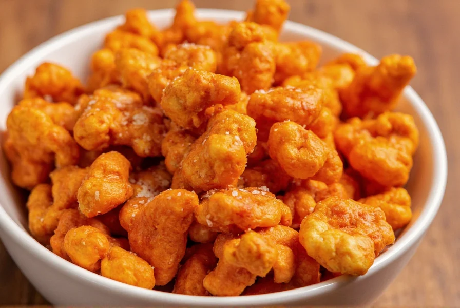 Close-up of Popcorners Sweet Chili snacks in a bowl with chili flakes and sweet ingredients
