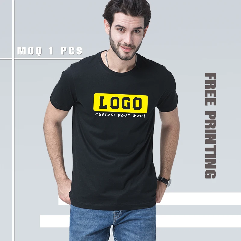 

MOQ 2 pieces 150 gsm Men Tee Shirt Custom printed pictures Tshirts printing logo 100% cotton tshirt, 28 colors