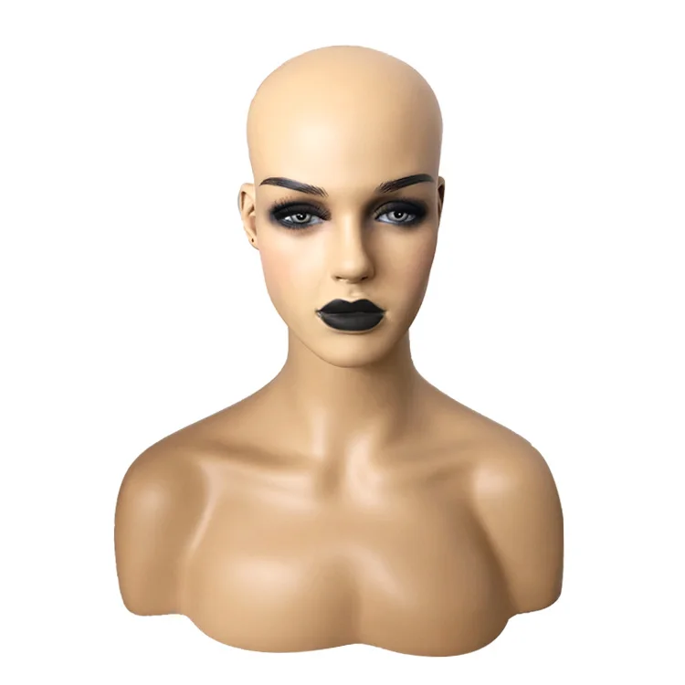 

Custom woman realistic mannequin head for wig display mannequin head with shoulders, Skin,brown