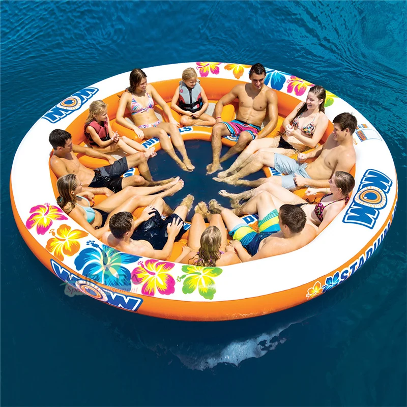 

Floating 12 Person Water Lounge inflatable water Island Stadium Islander Inflatable Island Raft