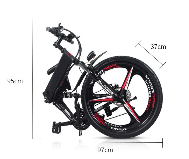 

Full Suspension 26" Electric Folding Bicycle With 400W max Integrated Wheel, Black,white,red,blue, optional