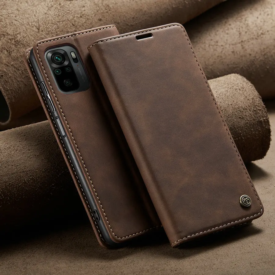 

CaseMe for Xiaomi mi 11lite Wallet Case Flip Cover With Stand Ultra Thin Credit Card Case for Redmi Note 10 pro 8 9t 8T Leather, Coffee, brown, rose, blue, black