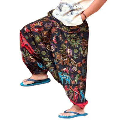 

FanLi Men Casual Harem Pants Summer Yoga Baggy Aladdin Hippie Print Trousers
