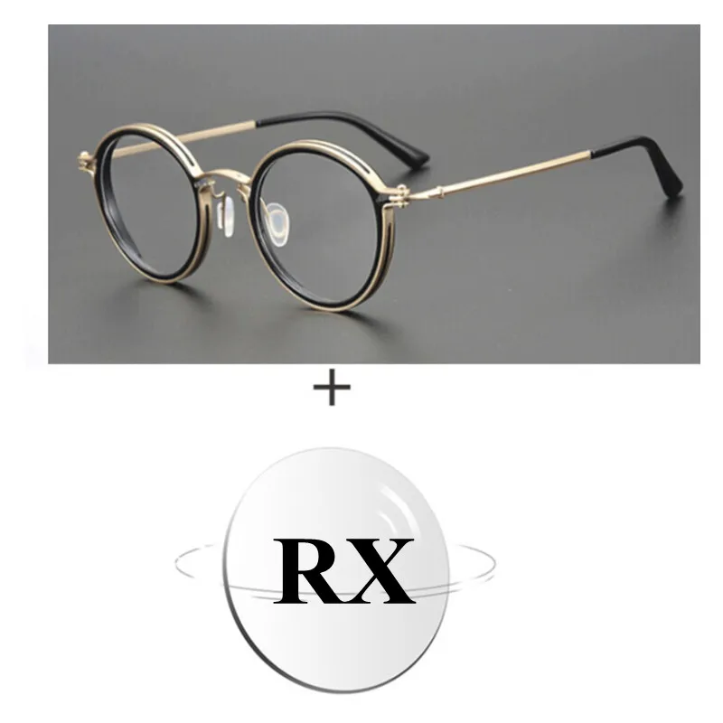 

Prescription 1.61 Blue Cut Photochromic Lenses Titanium Round High End Luxury Optical Frames Anti Blue 1.61 Photochromic
