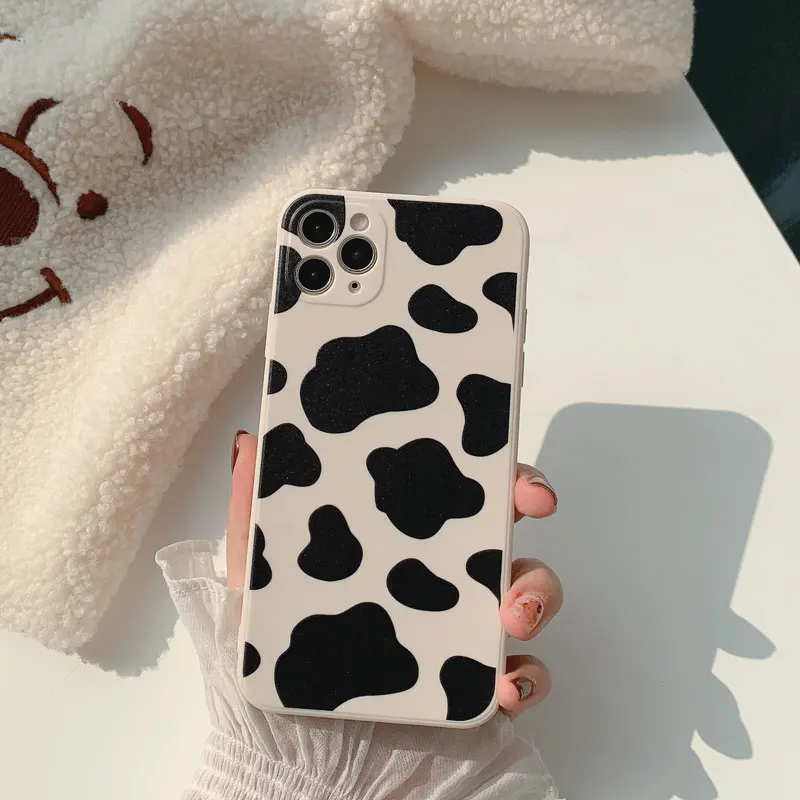 

Cow pattern suitable for iPhone mobile phone case Apple 12/11Pro Max soft 7/8plus all-inclusive matte XS/XR, Antique white