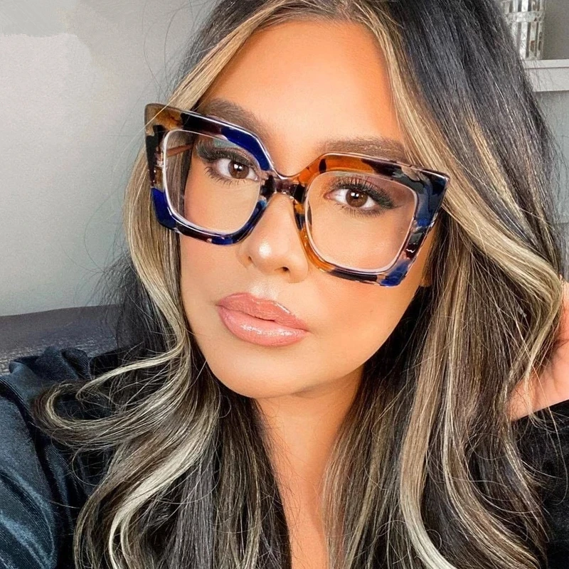 

Ladies Designer Anti Blue Light Eyewear Square Fashion River Glasses Optical Frame Transparent Lens Spectacle Eyeglasses Frames, As show /custom colors