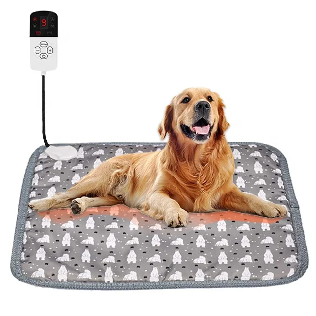 

Timer Electric Pet Heat Pad Heating Mat Soft Dogs Cats Bed Waterproof Warmer Winter Pet Electric Blanket, Grey