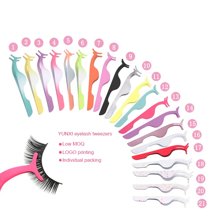 

YX black silver gold pink stainless steel professional custom volume eyelash extension tweezer private label eyelash applicators, Customer's choice