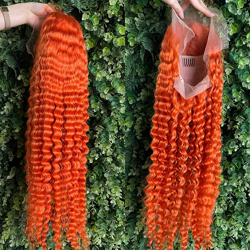 

orange deep wave front lace wig for women wholesale price brazilian hair wig