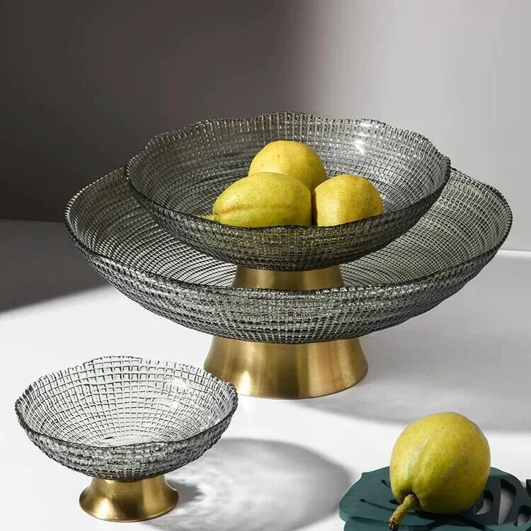 

Modern Luxury Living Room Coffee Table Home Creative Tray Crafts Snack Glass Fruit Tray Fruit Plate Home Decoration