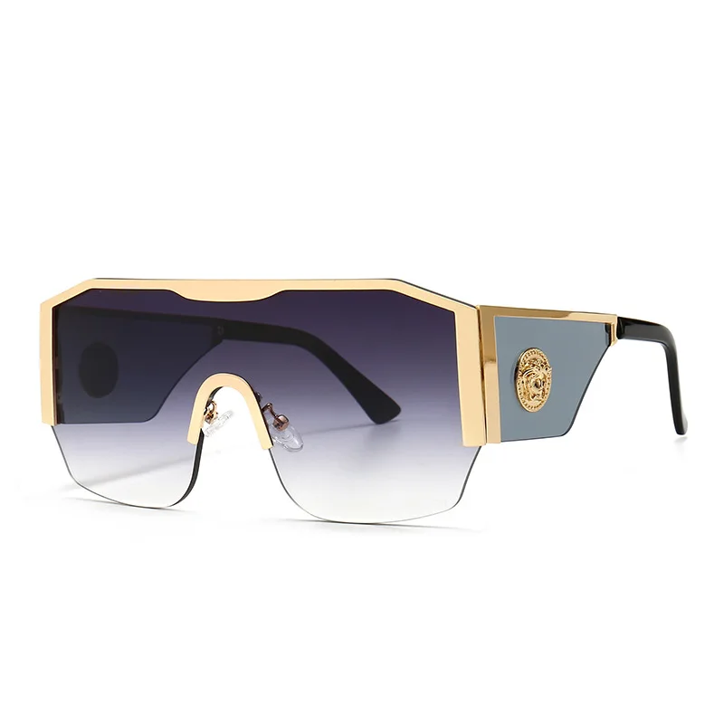 

Wholesale hot selling womens mans metal half big frame oversized Medusa shades sunglasses gafas de sol