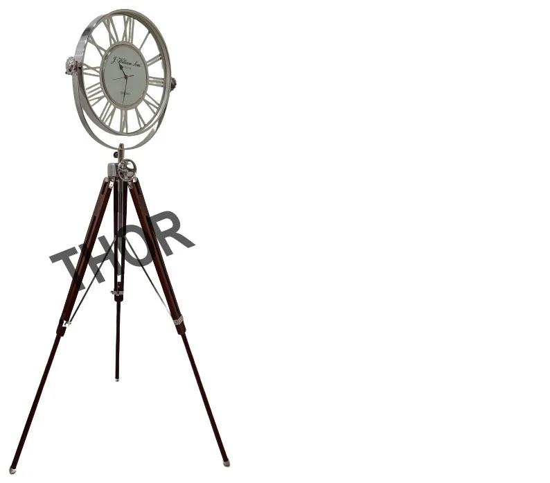 
Retro Brown Tripod Floor Clock With Stand Adjustable Legs Clock Nautical Decor 