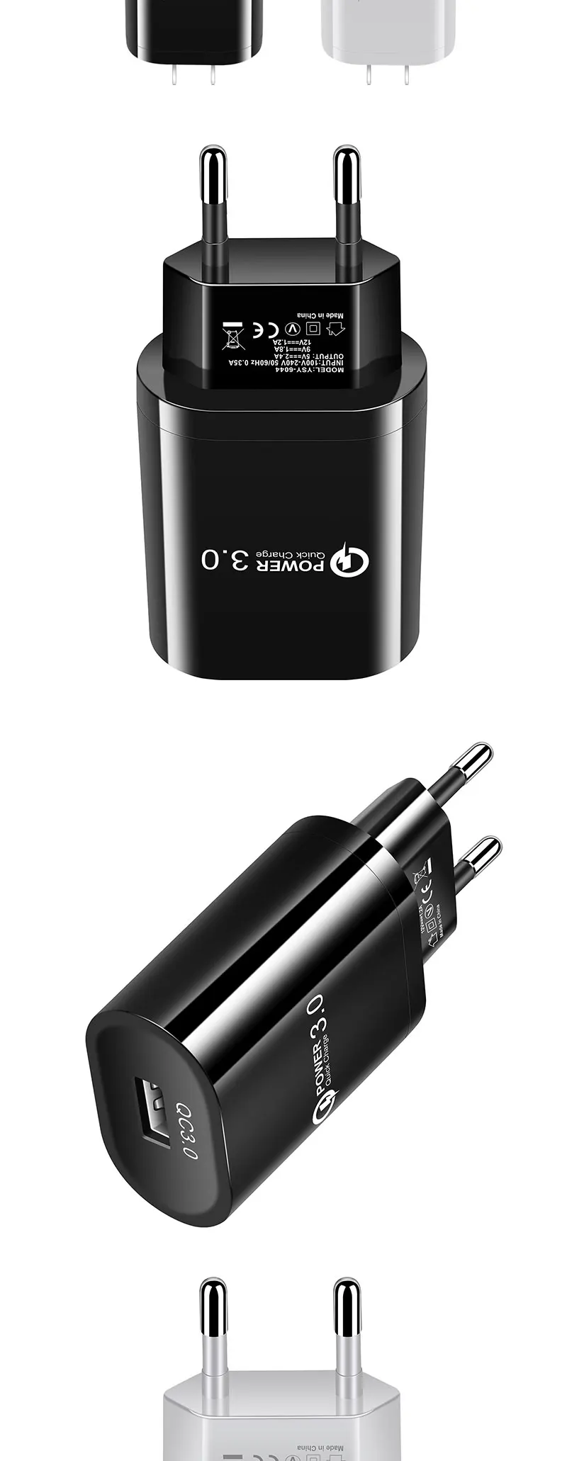 Mobile Phone USB Charger USB Travel Charger Smart Tablet Charging Head for iPhone XS XR QC 3.0 Single Port Fast Charger