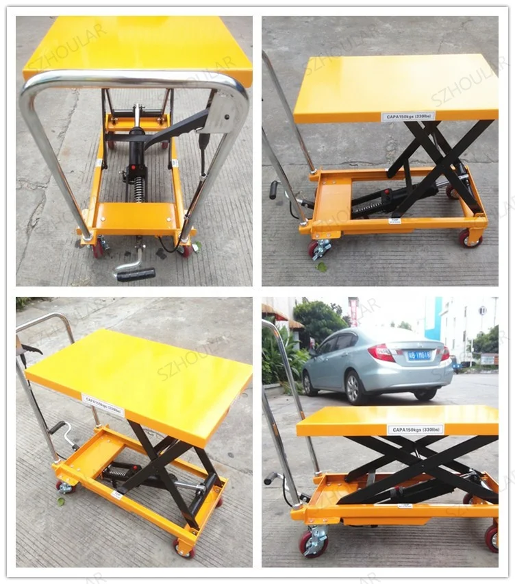 Hand Lift Table Hydraulic Lifter With Caster Manual Lift Table With