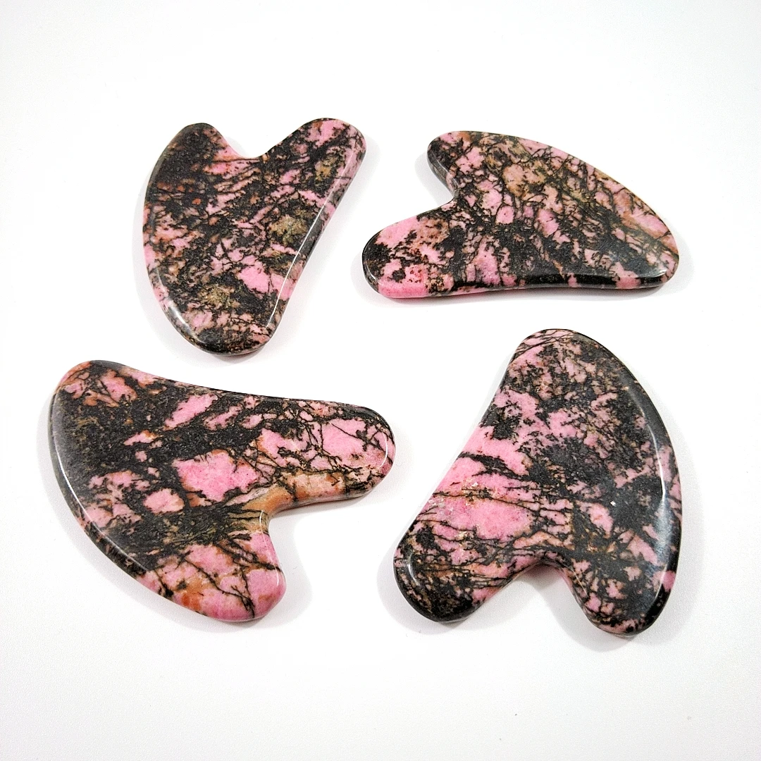 

Quick to ship rhodonite jasper guasha board heart guastone