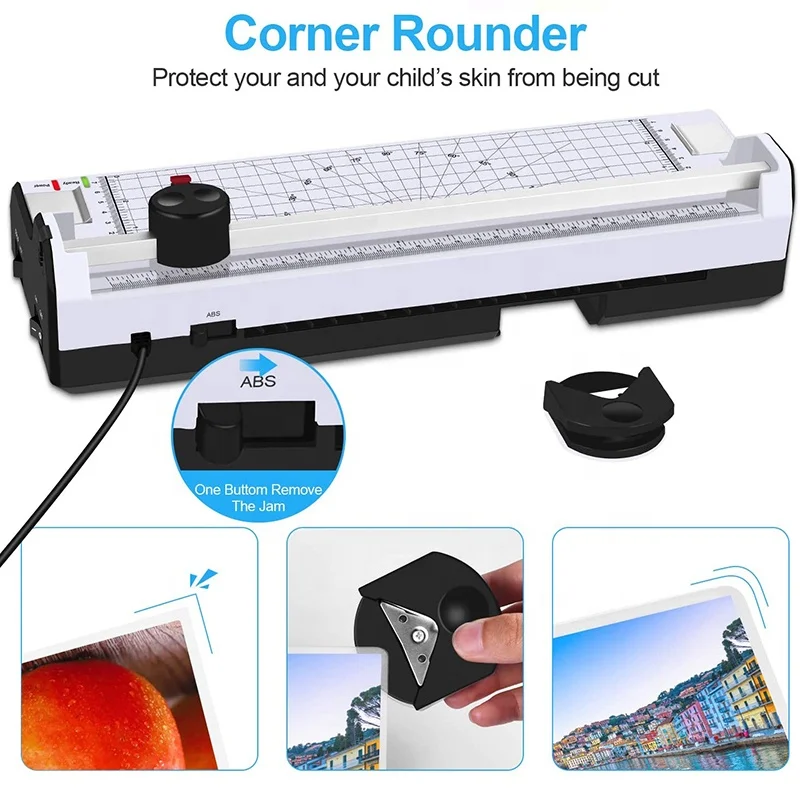 Single Hole Punch White Corner Rounder 40 Laminating Pouches for Office/School/Home RAGU Thermal Laminator Upgraded 6-in-1 Multifunction A3 13 Inches Laminator with Touch Screen Paper Trimmer 