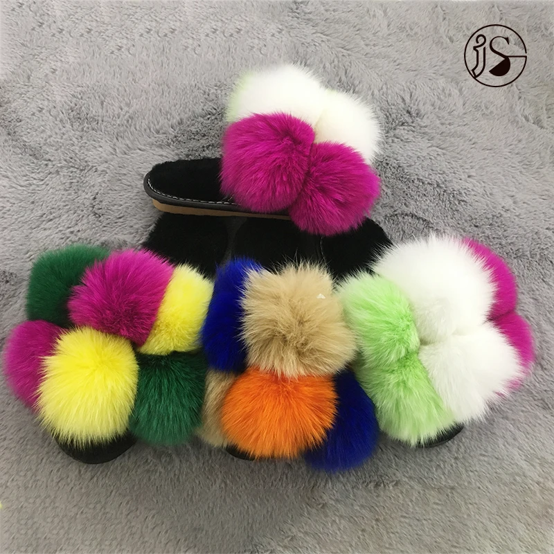 

Factory direct sale upper multi-color splicing women shoes PVC soft sole furry slippers, Picture