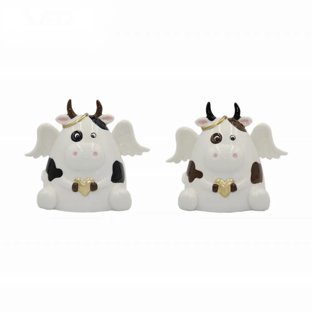 2022 Ceramic Angel Cow Animated Money Saving Box Toy Safe Porcelain