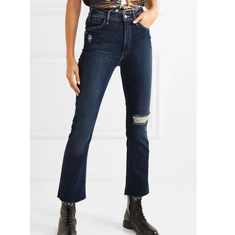 

Washed elastic flare pants For Women, Blue