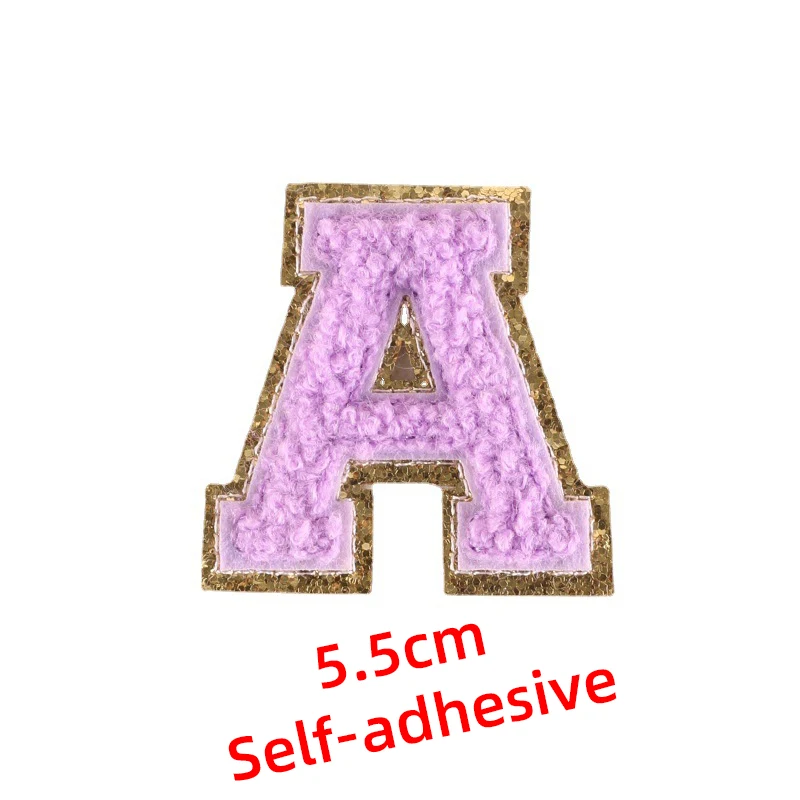 

Stock 5.5cm Golden Border English Letters Iron On Stick On Alphabet Appliques Chenille Self Adhesive Letter Patches