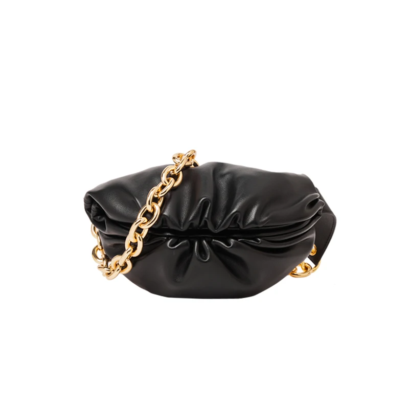 

2021 genuine leather crossbody dumpling soft leather satin women wrinkled cloud bag