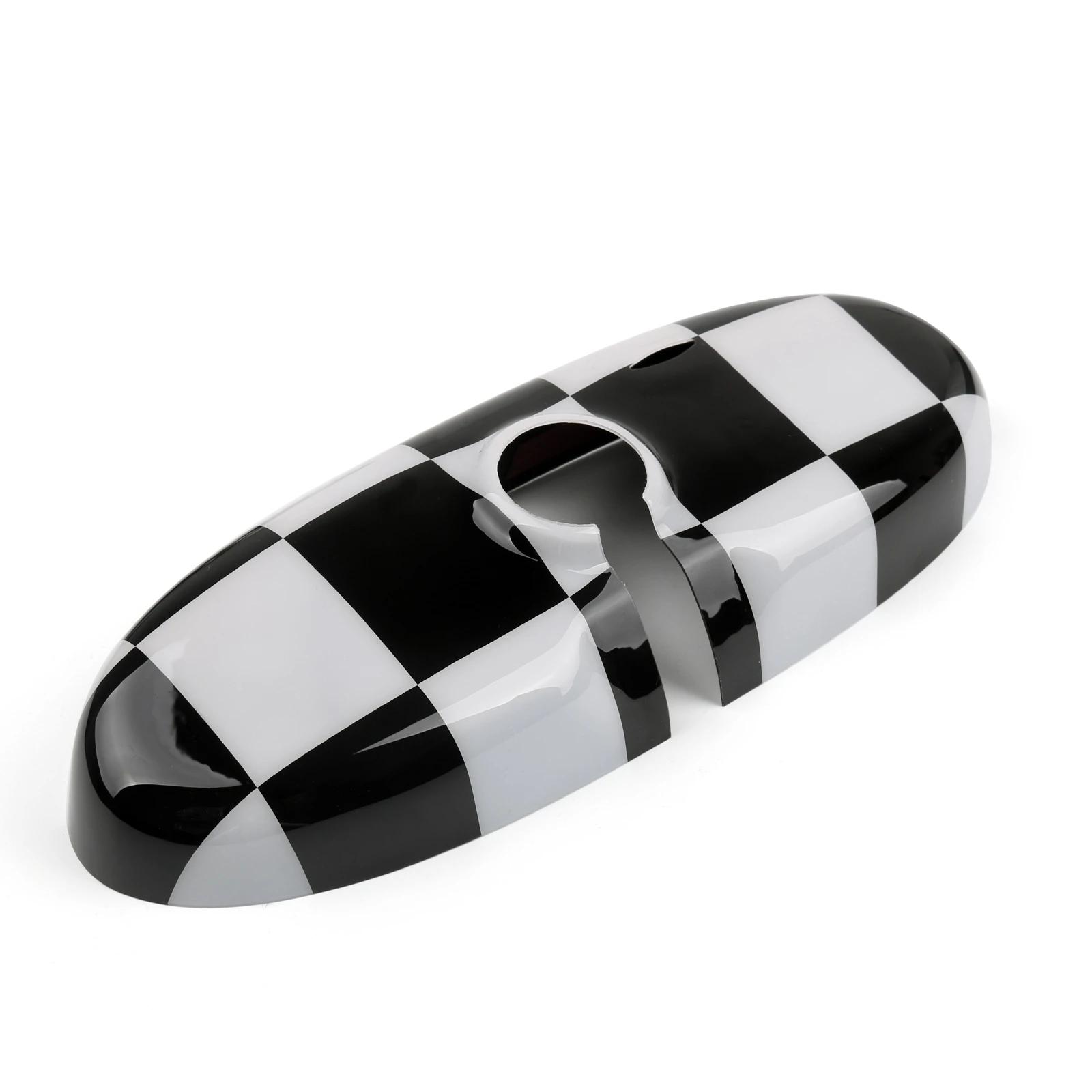 

Areyourshop Black Checkered Pattern Rear View Mirror Cover For BMW MINI Cooper R55 R56, Blk-whi