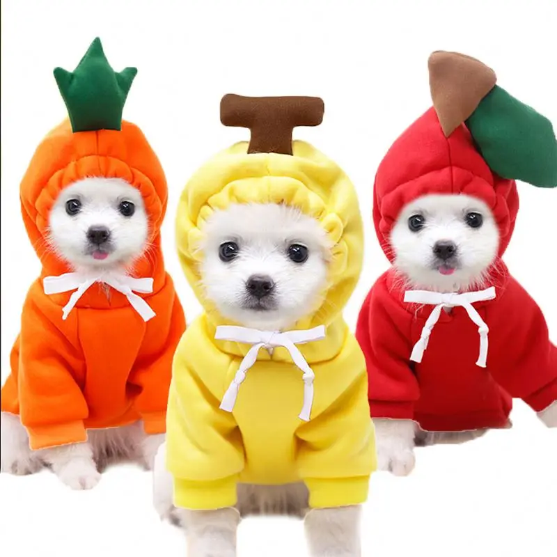 

Customized dog luxury clothes winter pet fruit hoodie suit for matching pet and owner clothes, Cusomized color