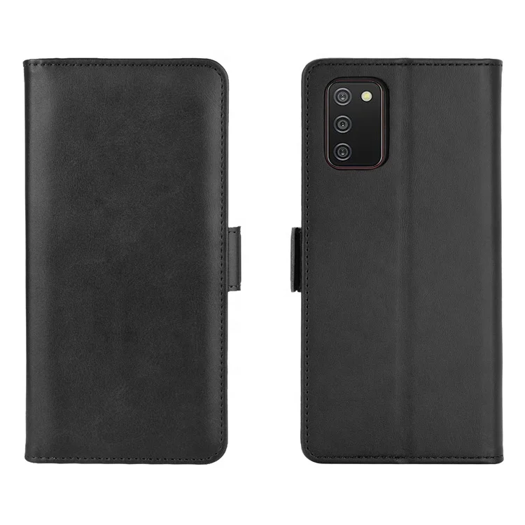 

Double buckle side suction leather anti fall mobile phone case for Samsung A02S