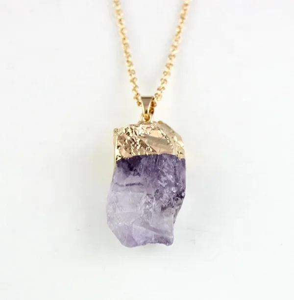 

Big Natural Stone Women Custom Necklace Purple Stone Jewellery Pendant healing crystal necklaces