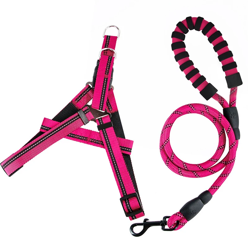 

Reflective nylon Soft Mesh Padded Quick Fit Leash Dog Harness Set for Walking Training
