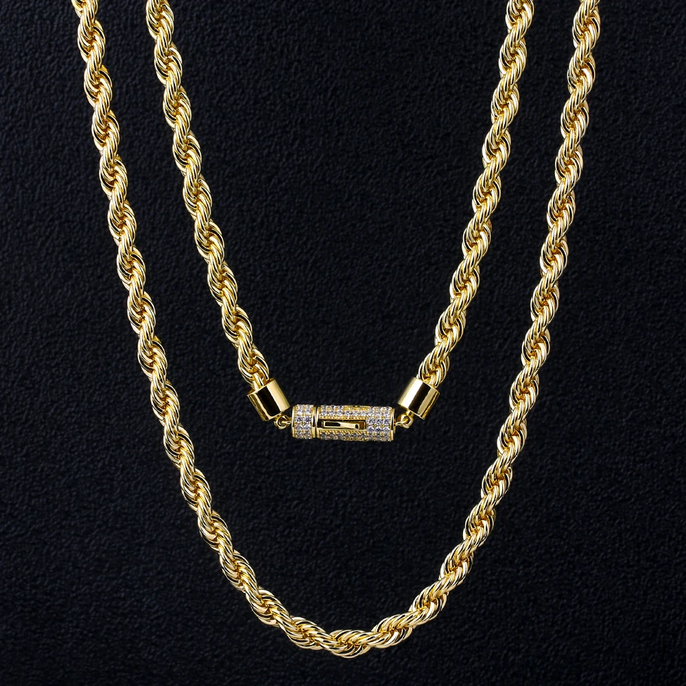 

KRKC&CO 6mm 20inch Hip Hop Jewelry Wholesale 14K Gold Rope Men's Gold Chain Necklace Rope Chain
