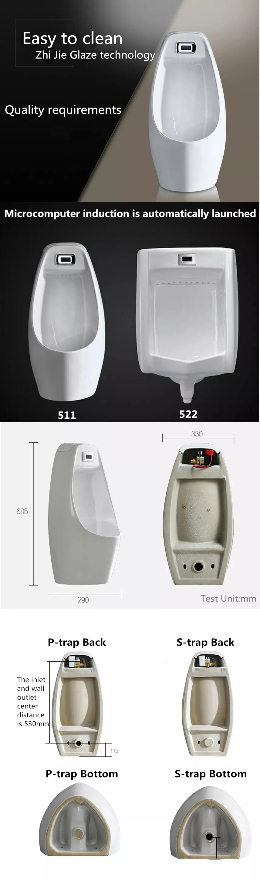 JOININ Sanitary ware Ceramic urinal sensor flush valve brands for urinal (JU501)