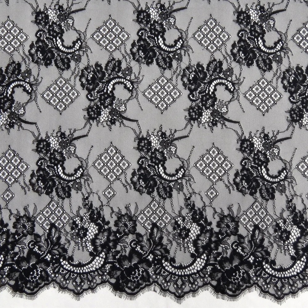

Super quality soft chantilly lace fabric eyelash for garment, Accept customized color