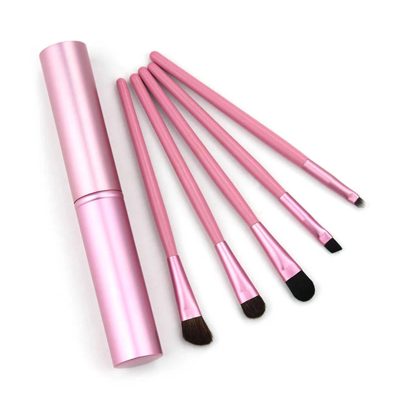 

China Export Private Logo Factory Direct ABS Handle Colorful 5 pcs Makeup Brush Set Detail Brush Eyeshawdow Nose Lip Brush, Pink, blue, purple