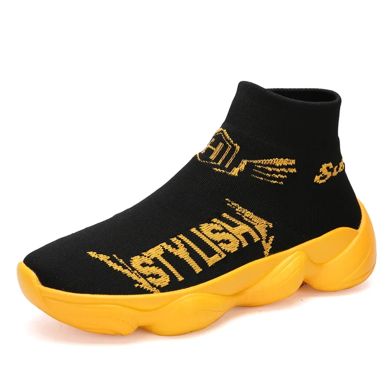 

men black fly woven upper breathable casual sport shoes