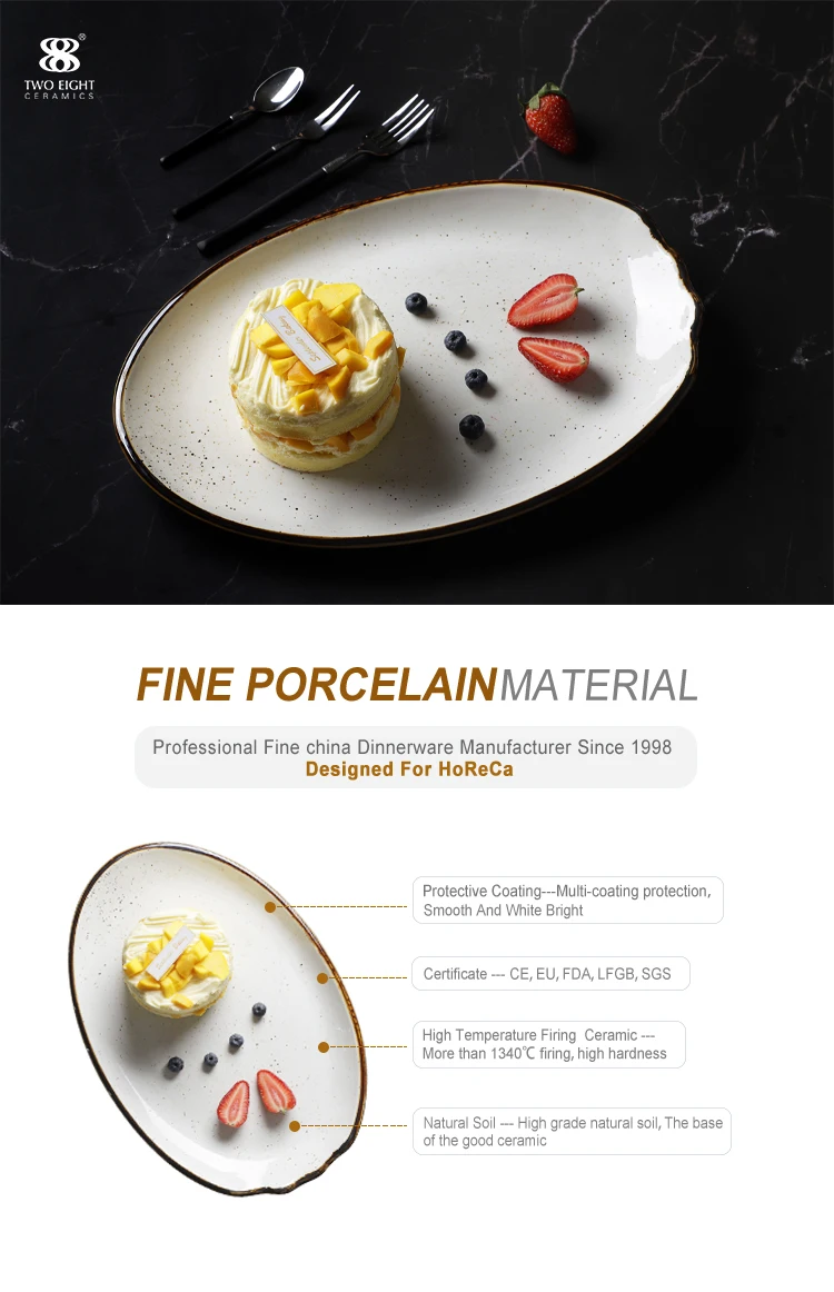 Color Glaze Lounge Dinnerware Table Plates, Fine Bar Ceramic Service Plate, Porcelain Restauratn Oval Dish/