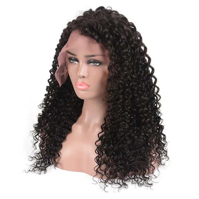 

Wholesale big stock 1b color 100% virgin brazilian hair deep curly full lace wig for black women