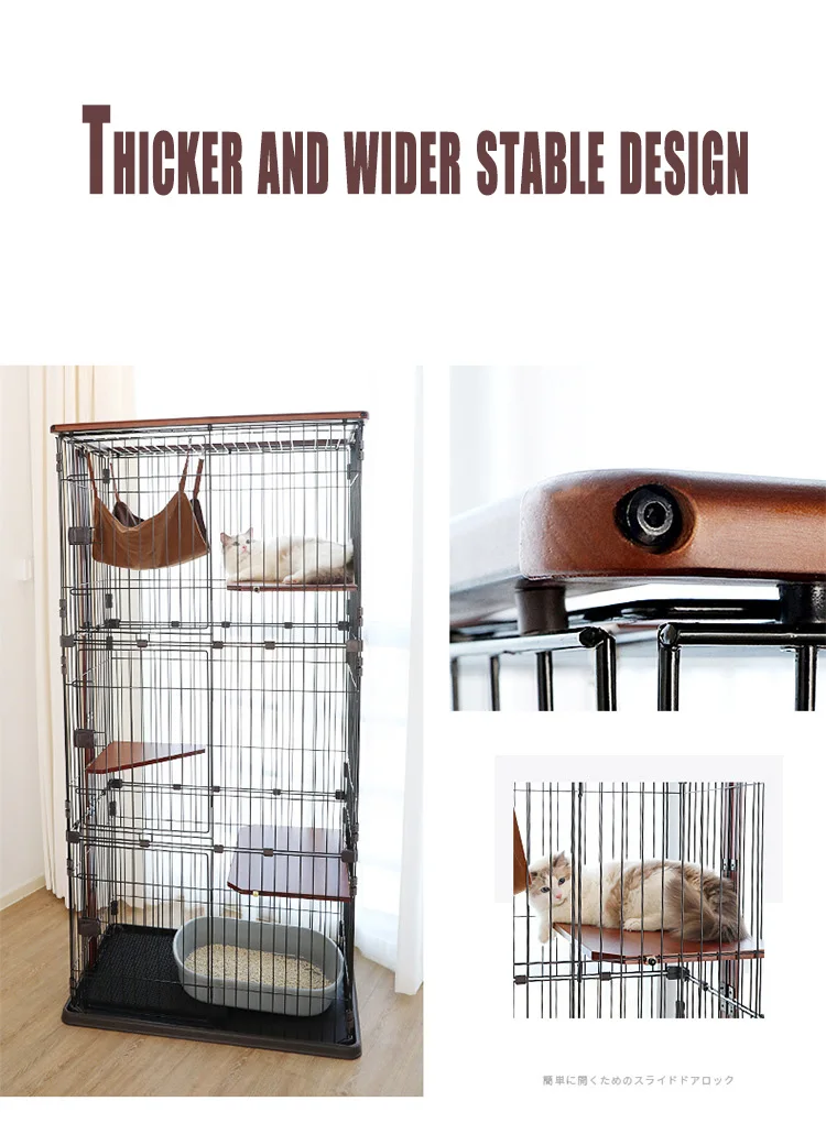 Luxury Indoor Wooden Big Breeding Diy Cat Cage Cat Show Condo 3 Layer