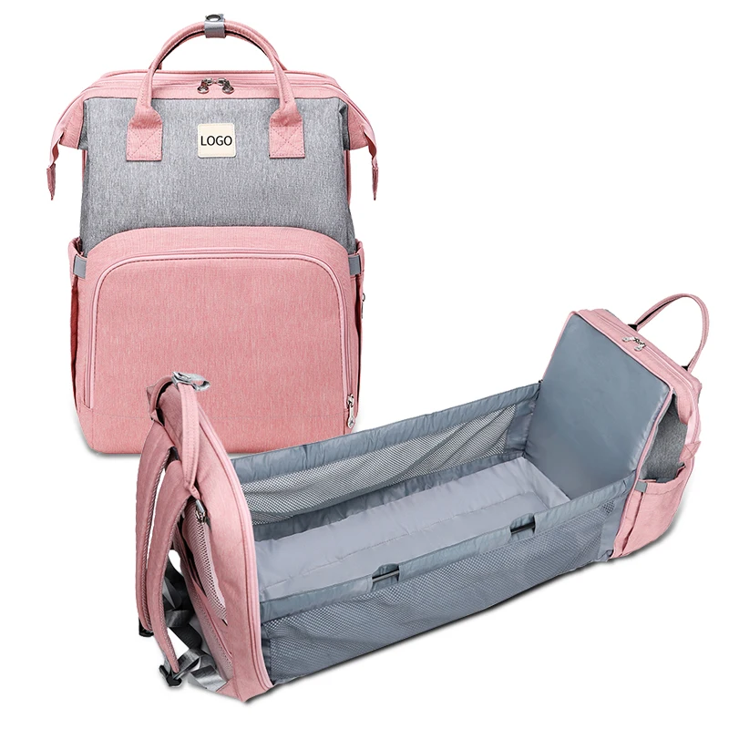 

Portable travel bassinet foldable baby bed diaper backpack mummy infant sleeper crib with USB Charging for girls boys, Pink/green/grey/black