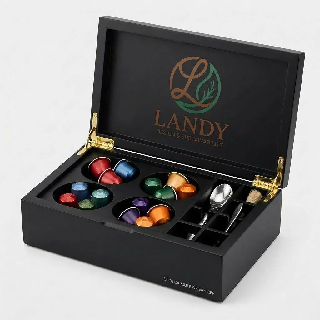 Coffee Station Organization with Landy Wooden Box