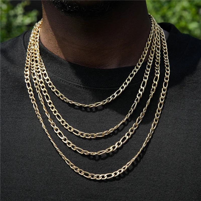 Wholesale In Stock 5mm Stainless Steel  Figaro Chain Necklace For Men