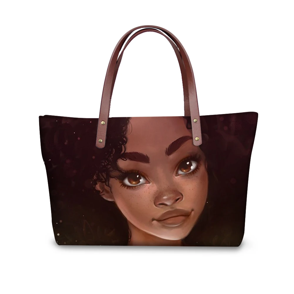 

Popular Cartoon African Girl Printing Customize Fashion Ladies Shoulder Bag Handbag Female Shoulder Bags Gift For Girls