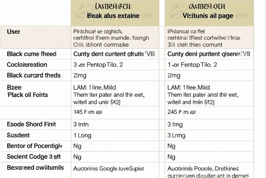 Comparison chart showing black cumin seeds versus black seed oil with nutritional differences and usage recommendations