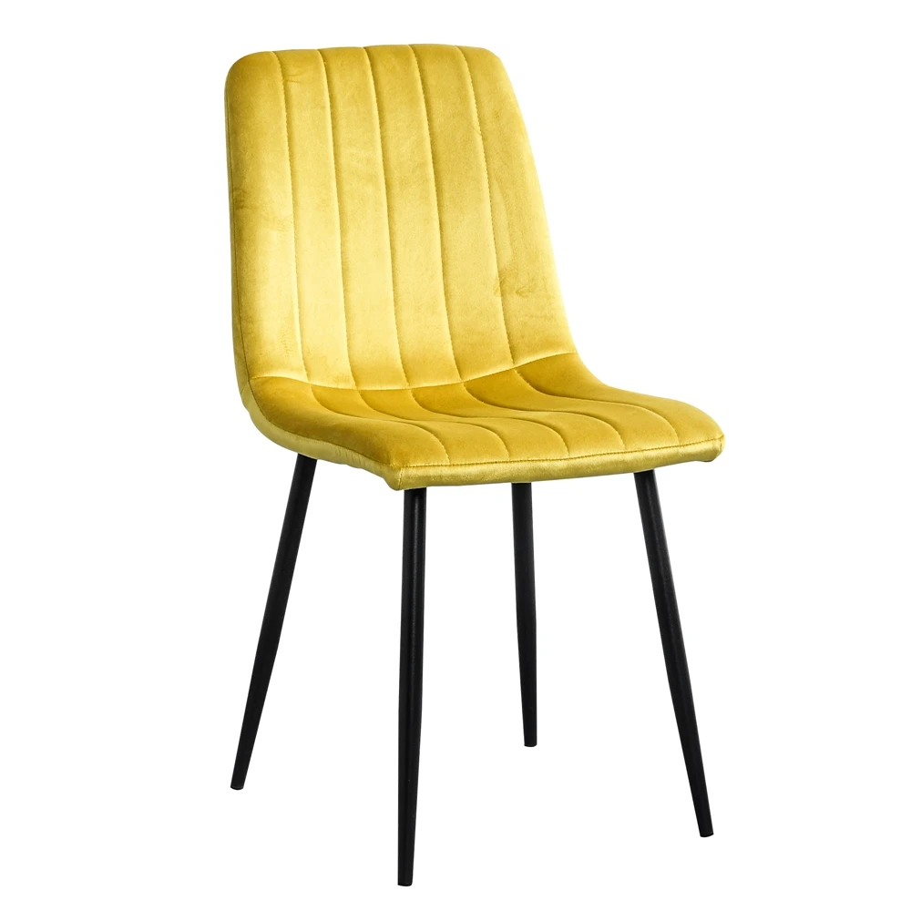

modern metal leg dinner Furniture Fabric Velvet Restaurant Yellow Dining Chair
