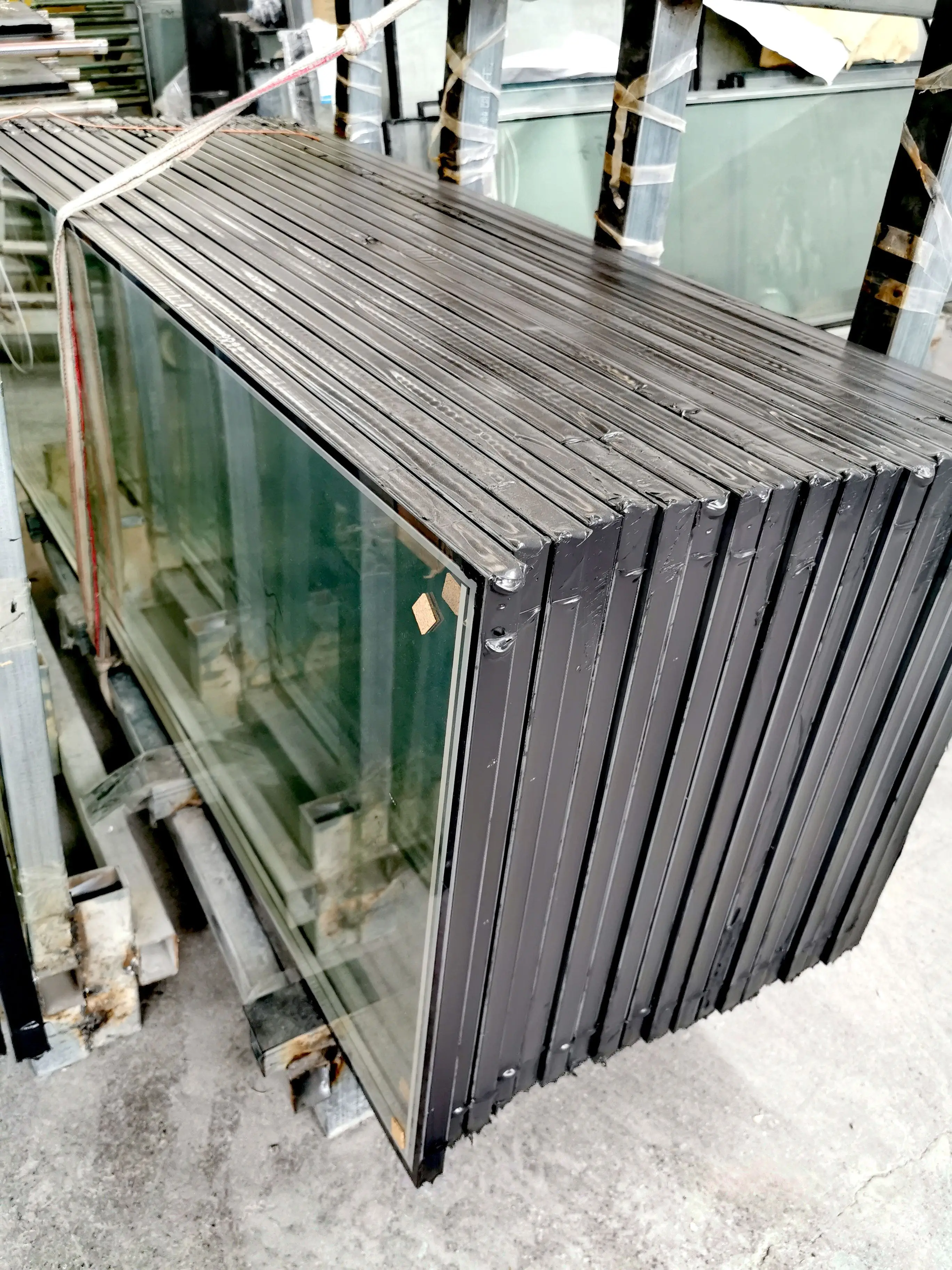 Triple pane glass with argon gas filled for chillers