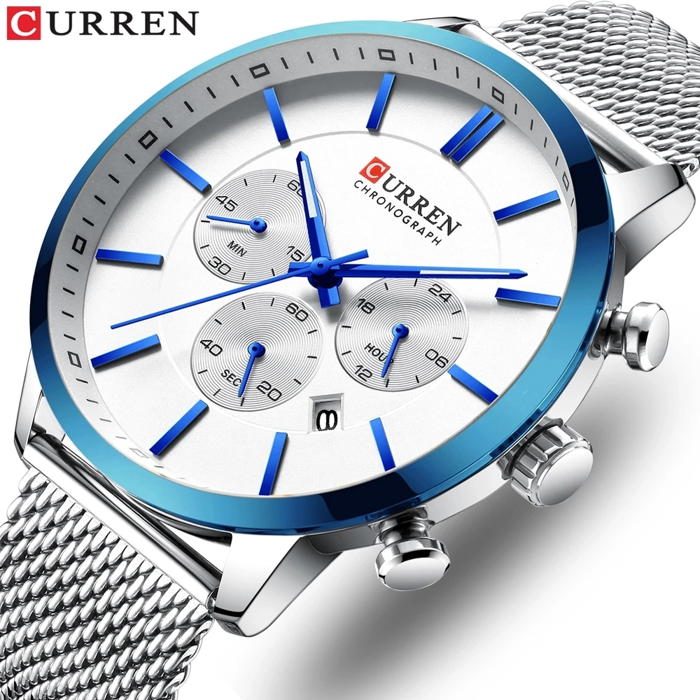 

CURREN 8340 Watch Men Fashion Business Watches Men's Casual Waterproof Quartz Wristwatch Blue Steel Clock Relogio Masculino