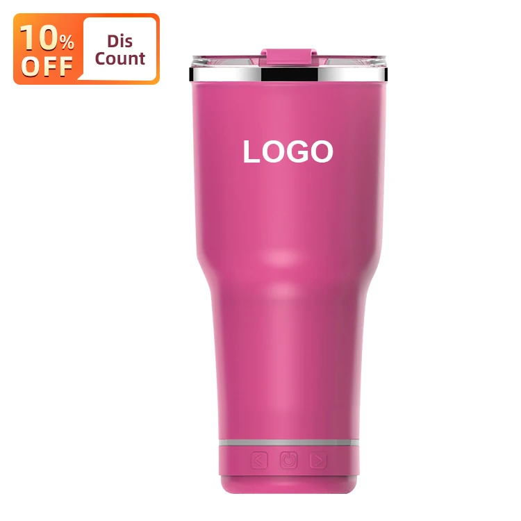 

New Arrival Outdoor Portable Blue tooth Water Bottle Waterproof Speaker Double Wall Stainless Steel Wine Tumbler Music Cup