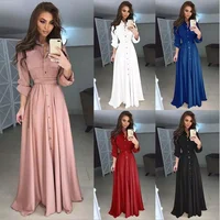 

Aselnn Wholesale Fashion Women Long Sleeve High Quality Spring Autumn Slim Button Maxi Party Dress XL XXL 3XL 4XL 5XL